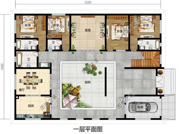 有車(chē)庫(kù)的四合院建房圖，融入現(xiàn)代生活，農(nóng)村建房還是中式好看