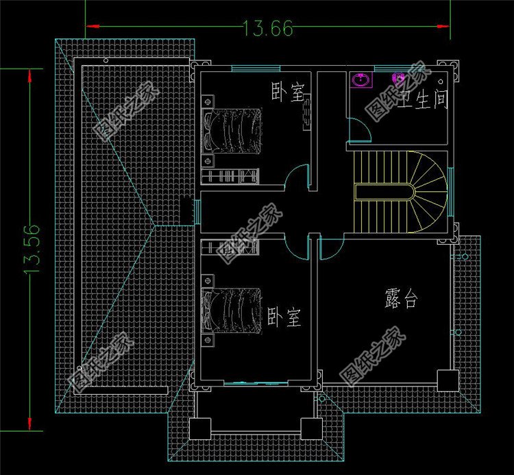 兩層半小洋樓房設(shè)計(jì)圖三層布局圖