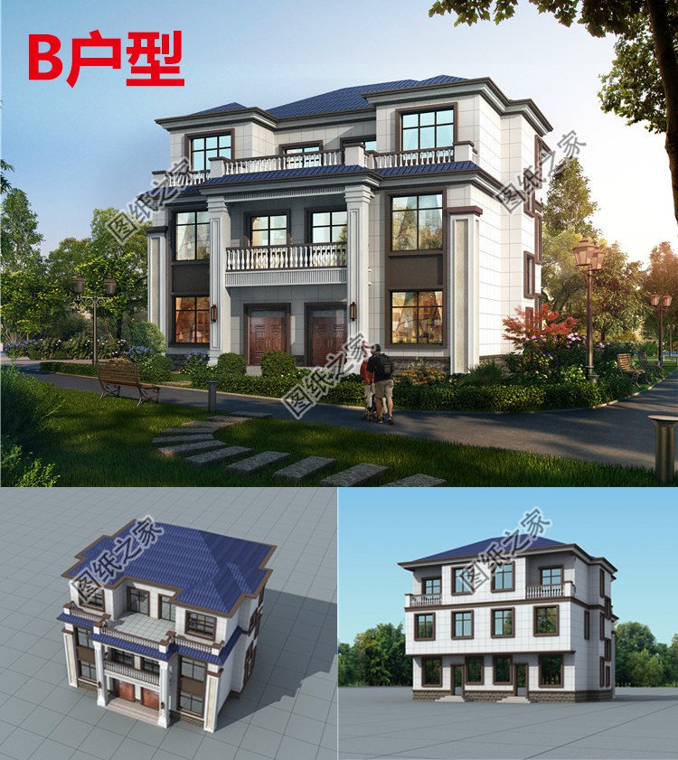 小面積雙拼別墅設(shè)計圖效果圖