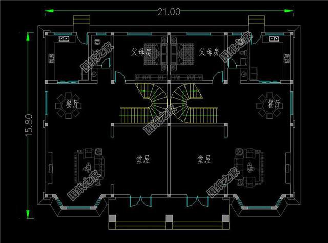 復(fù)式雙拼別墅設(shè)計(jì)圖，適合兄弟倆的房子，羨慕不來(lái)的大氣