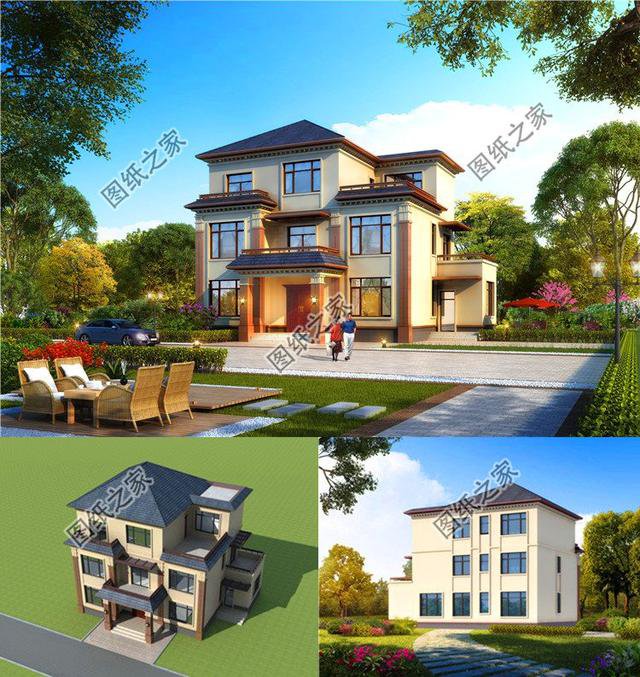 農(nóng)村普通三層樓房平面圖，第一款帶車庫，第三款最實用