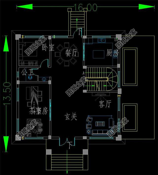 農(nóng)村普通三層樓房平面圖，第一款帶車庫，第三款最實用