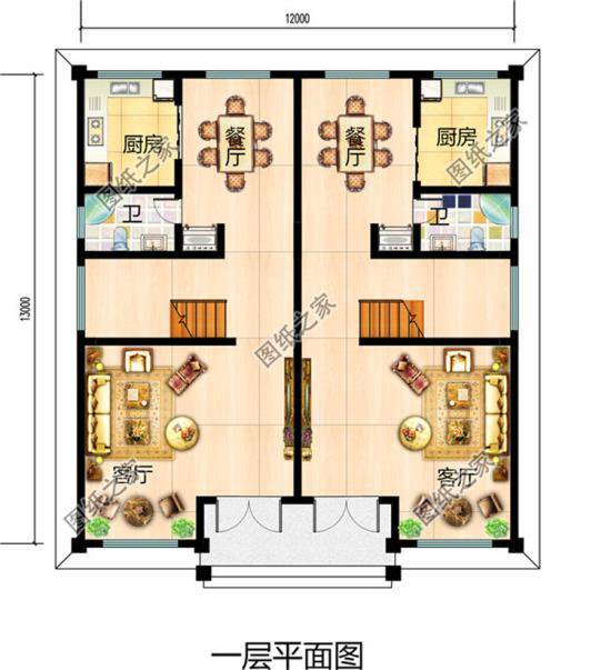 兄弟三層雙拼別墅設計圖，哥倆在村里建上一棟那是相當厲害了