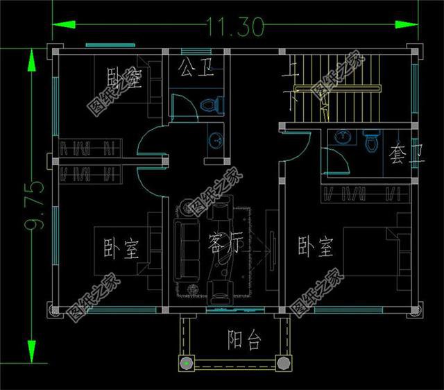 面寬11米三層別墅設(shè)計圖，帶超大露臺，第三棟人見人愛