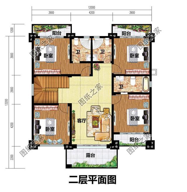 斜屋頂設(shè)計(jì)的農(nóng)村二層樓圖，外觀造型時尚，給你父母和孩子安個家吧