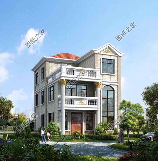 農(nóng)村三層帶羅馬柱的房屋圖片，準(zhǔn)備在農(nóng)村建房的有福了，建房參考