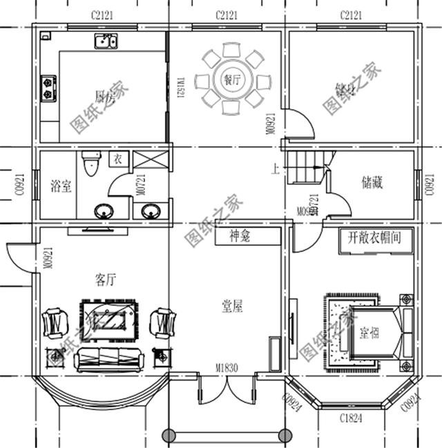 復(fù)式四層自建房戶型圖，氣派又驚艷，第一眼就喜歡上了