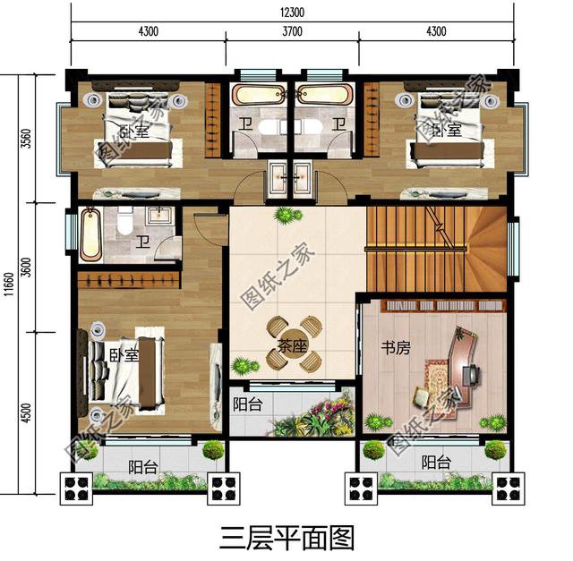 復(fù)式四層自建房戶型圖，氣派又驚艷，第一眼就喜歡上了