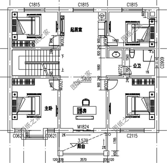 開(kāi)間12米農(nóng)村建房圖，戶型方正布局合理，成為了建房主潮流