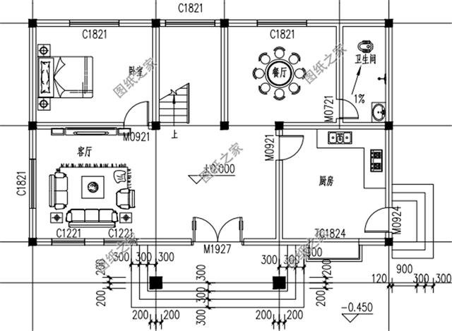 鄉(xiāng)下二層建房110平米別墅戶型圖，造價不到30萬，非常接地氣