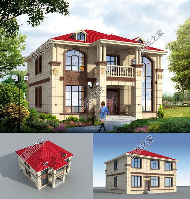 農(nóng)村二層別墅自建房設(shè)計(jì)，配上落地窗，不好看你來(lái)打我