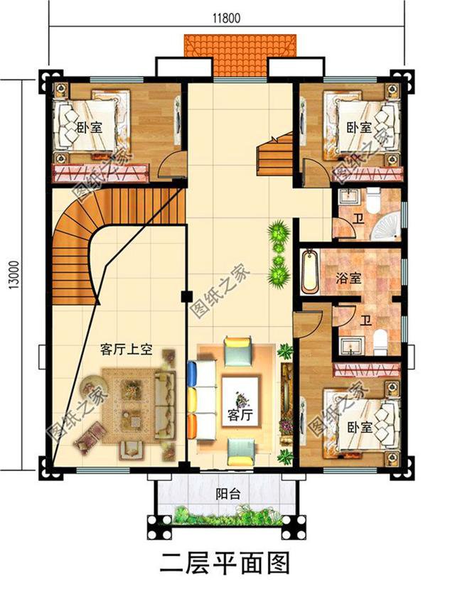 普通三層樓效果圖，簡單大氣，建好了鄰居天天來我家做客