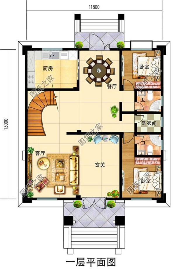 普通三層樓效果圖，簡單大氣，建好了鄰居天天來我家做客