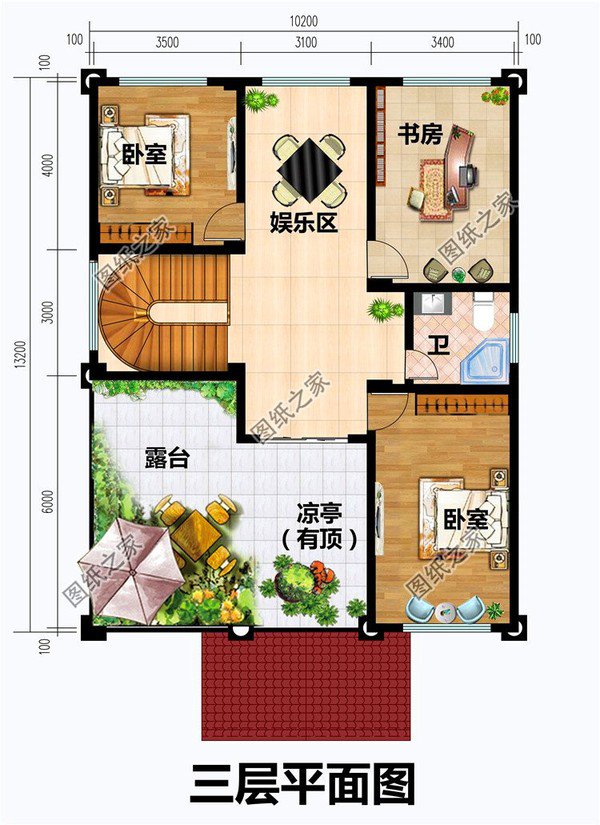 農(nóng)村三層復(fù)式樓房設(shè)計圖，挑高客廳，公認的農(nóng)村好戶型