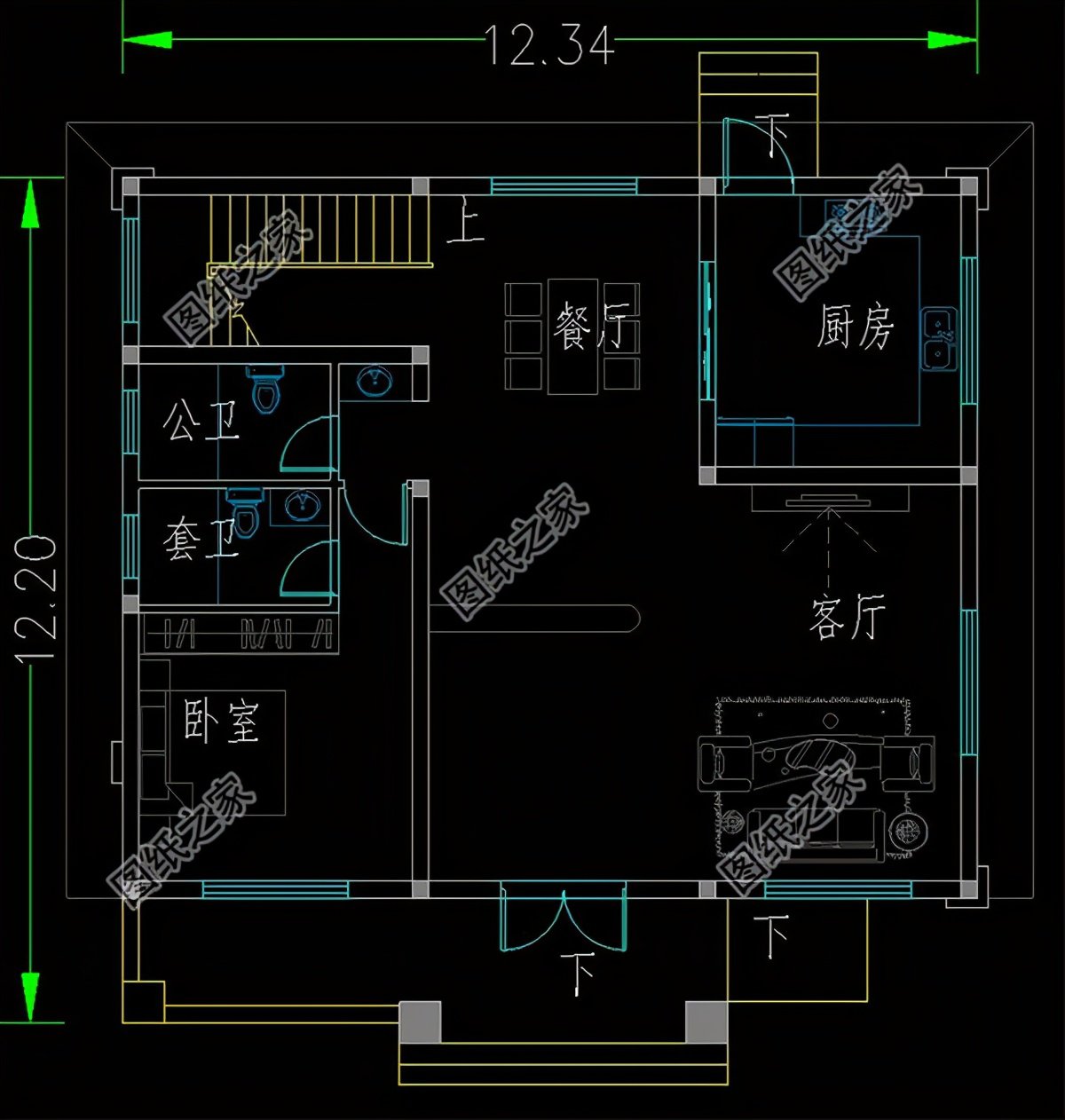 12米×12米建房設(shè)計圖，有露臺設(shè)計，農(nóng)村建房就蓋這樣的戶型
