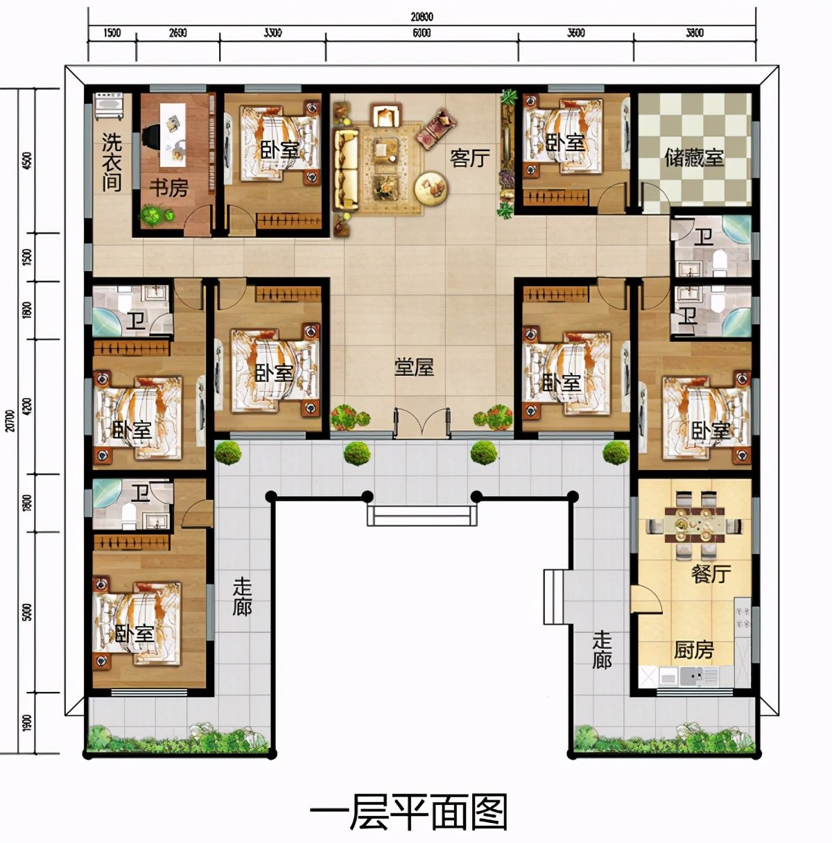 鄉(xiāng)村建的四合院一層設(shè)計(jì)，百萬(wàn)豪宅的既視感，開(kāi)啟一年好兆頭