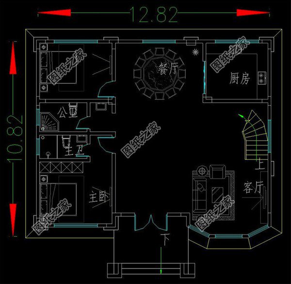 建房子三層樓設(shè)計圖，占地面積不大，第三款旋轉(zhuǎn)樓梯設(shè)計