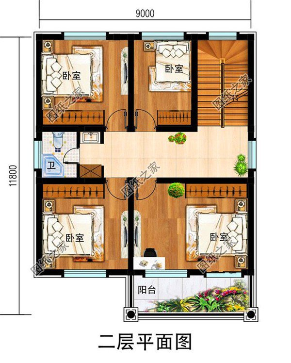 建房子三層樓設(shè)計圖，占地面積不大，第三款旋轉(zhuǎn)樓梯設(shè)計