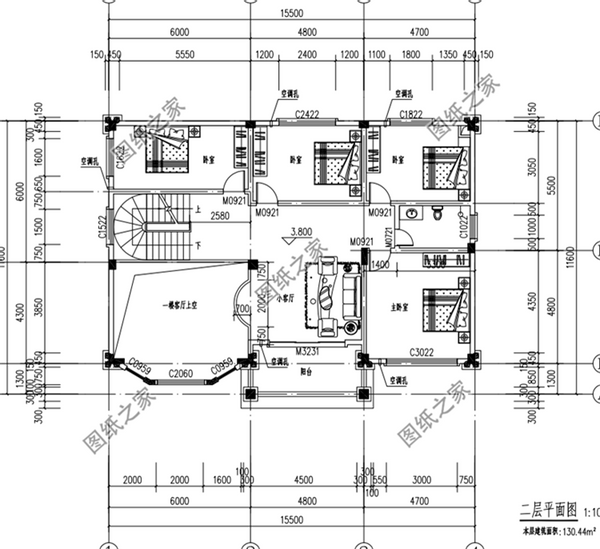 160平米左右二層樓房設計圖，戶型大氣布局合理，人口再多也住得下