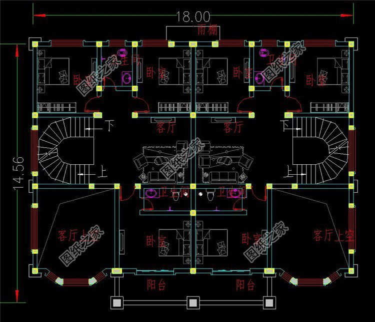 兩戶四間自建房設(shè)計(jì)圖，不怕家里面積小，雙拼別墅照樣建