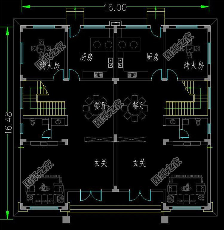 兩戶四間自建房設(shè)計(jì)圖，不怕家里面積小，雙拼別墅照樣建