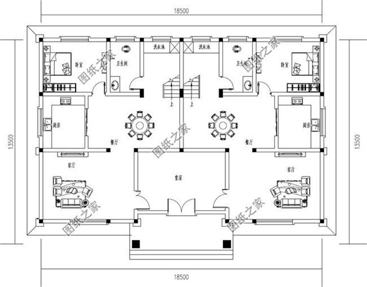 農(nóng)村兄弟雙拼戶型設(shè)計圖，適合兄弟一起建房，親戚看了都說太漂亮