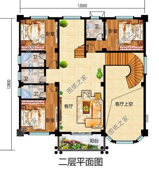 農(nóng)村三層樓房戶型圖，戶型方正舒適，看完趕快收藏圖紙
