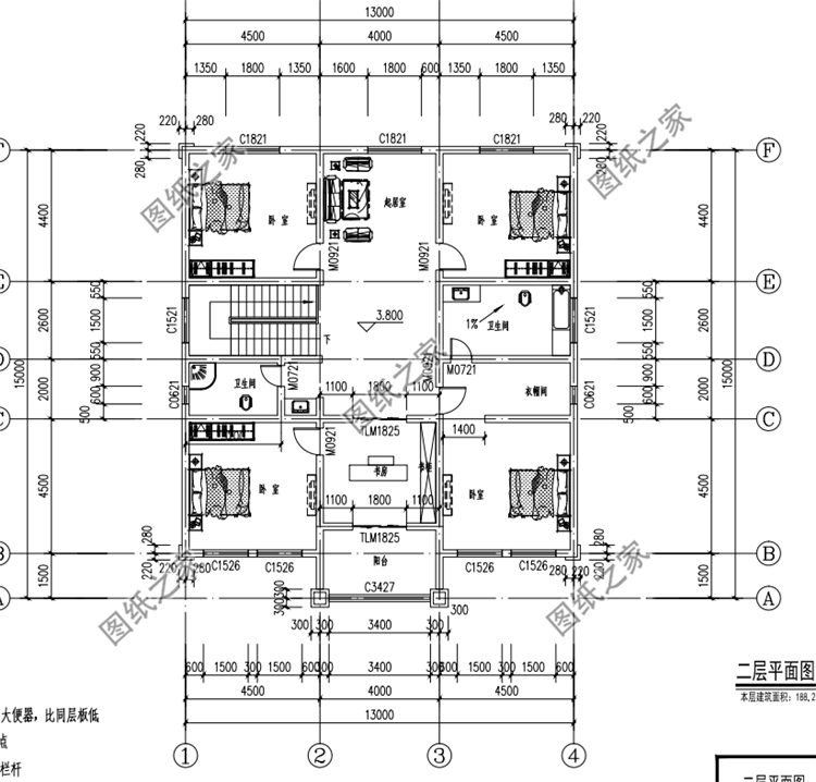 180平米左右二層樓房設(shè)計圖，超大戶型十分大氣，看了忍不住來一棟
