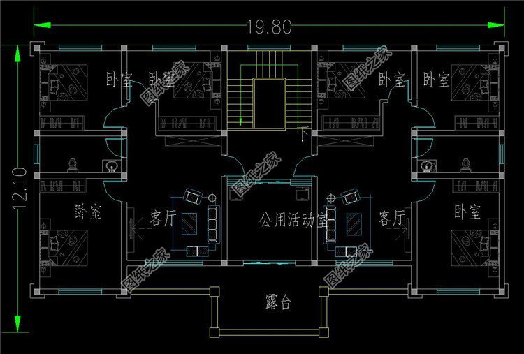 農(nóng)村二層雙拼別墅戶型圖，兄弟心齊，家庭和睦