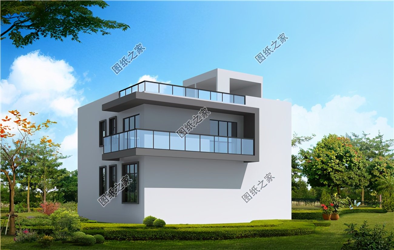 現(xiàn)代二層平頂別墅圖片，老家建一棟你就是最靚的仔