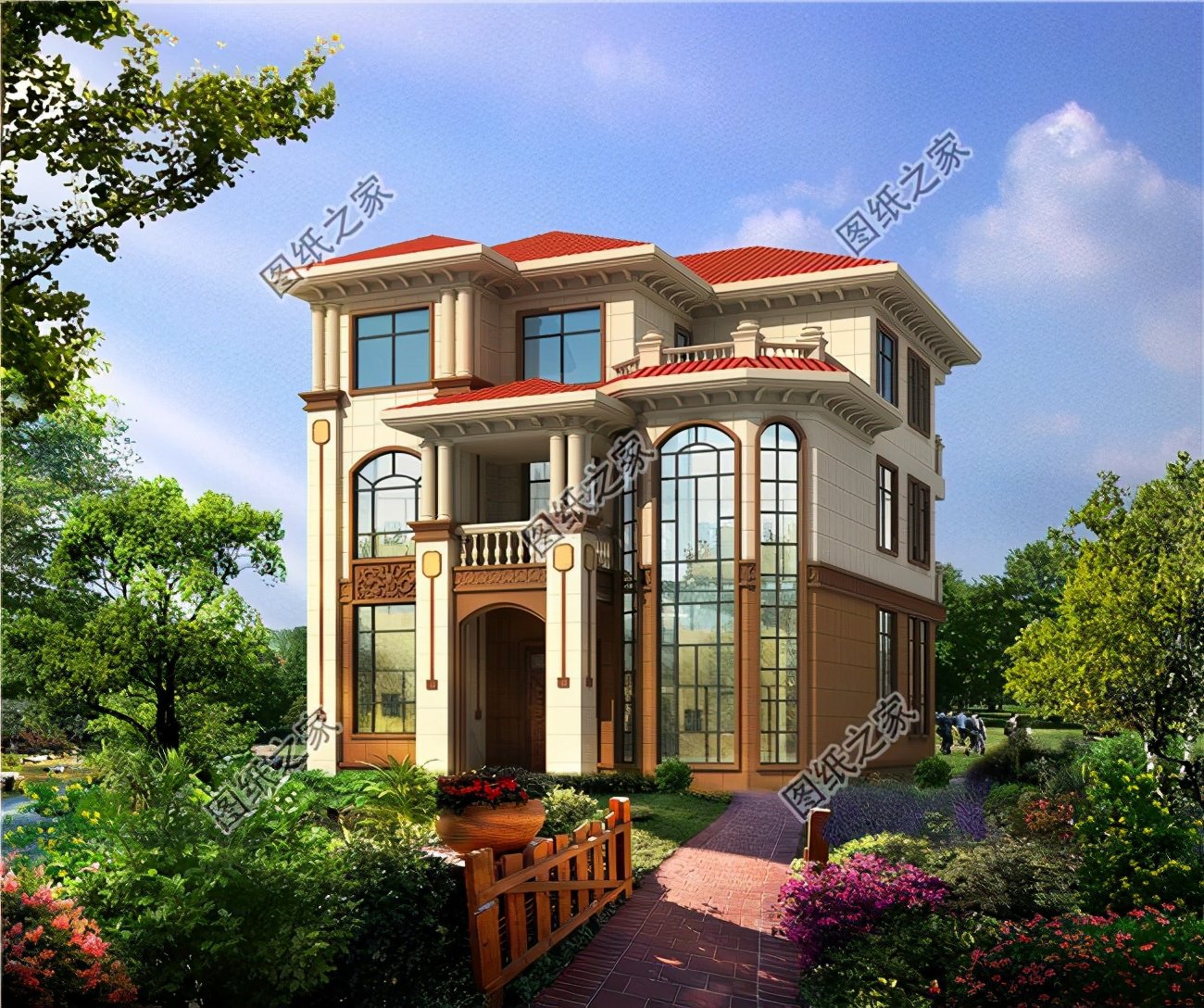 農(nóng)村三層帶陽(yáng)臺(tái)外觀圖，精致且大氣，回家享受慢生活吧！