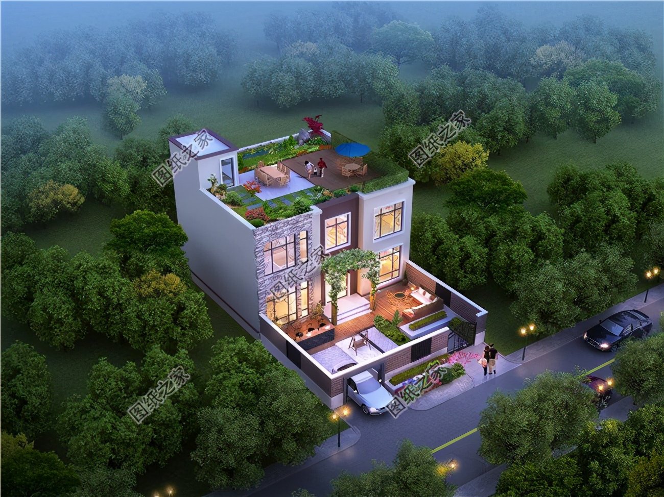 二層半帶露臺自建房圖片，占地適中，一家人住正好