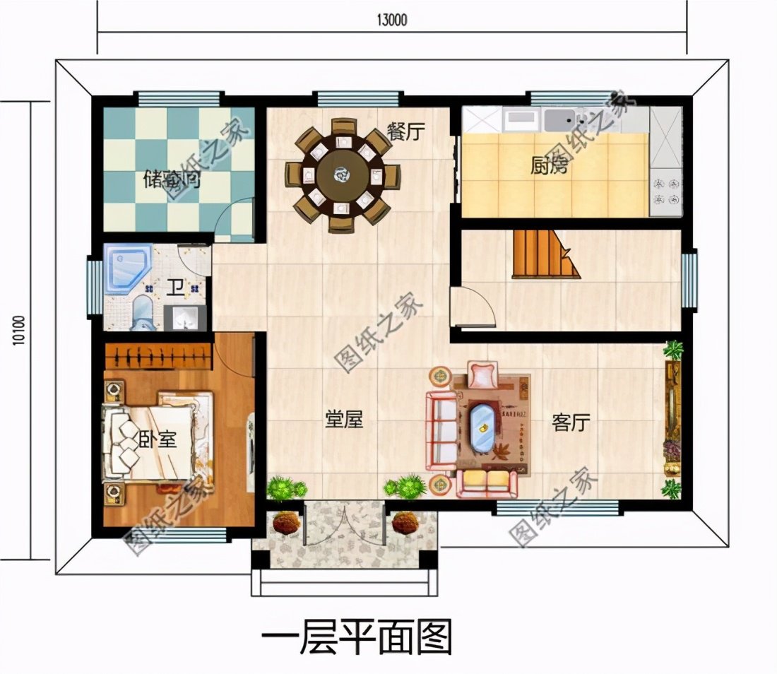 帶堂屋二層樓房設(shè)計(jì)圖，適合農(nóng)村的功能布局，實(shí)力推薦好戶型