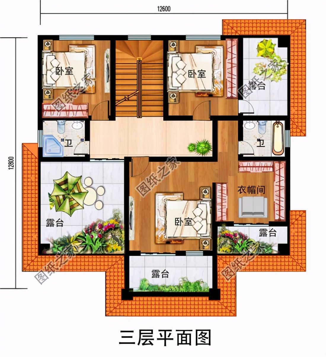 農村三層別墅戶型圖，其中第三款最受老百姓喜愛，村里人都搶著建