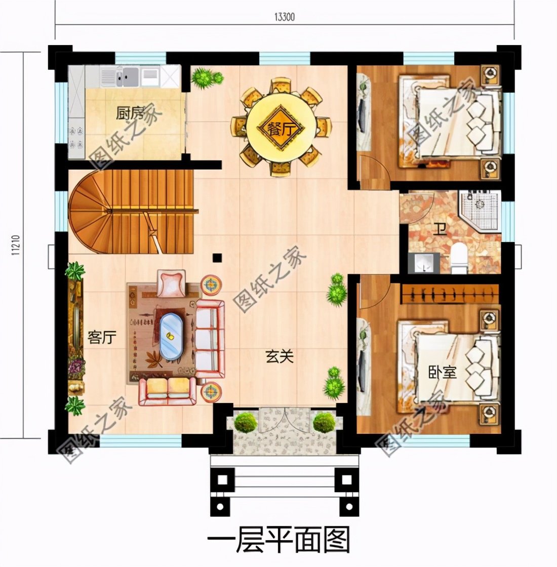 簡單大氣農(nóng)村150平米三層樓房外觀效果圖，美觀實(shí)用還省錢