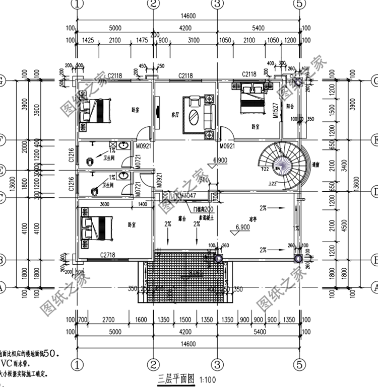 農(nóng)村三層帶陽臺(tái)別墅設(shè)計(jì)圖，戶型通透采光好，不錯(cuò)的建房選擇