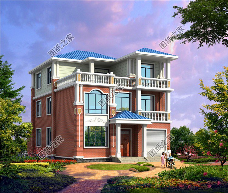 帶車庫三層別墅設(shè)計(jì)圖，有房有車才是硬道理，城里親戚看了羨慕