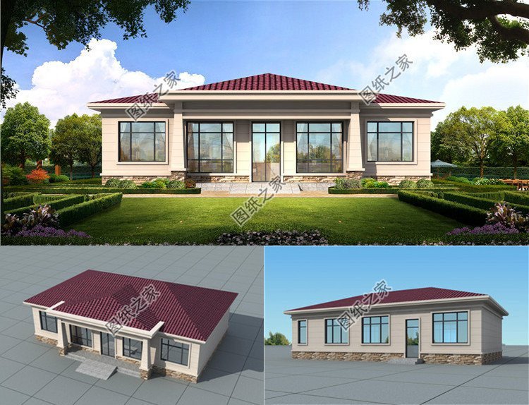 農(nóng)村建房設(shè)計(jì)效果圖一層，整體造型錯(cuò)落有致，不落俗套