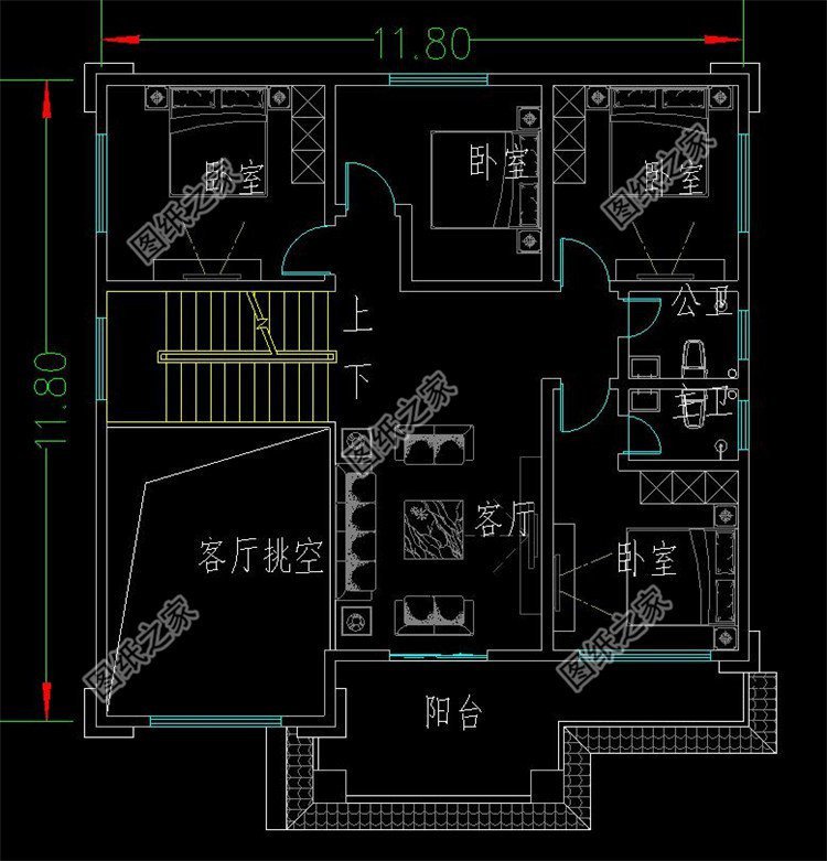 三層自建房平面設(shè)計(jì)圖，符合農(nóng)村生活習(xí)慣，合理布局每一處
