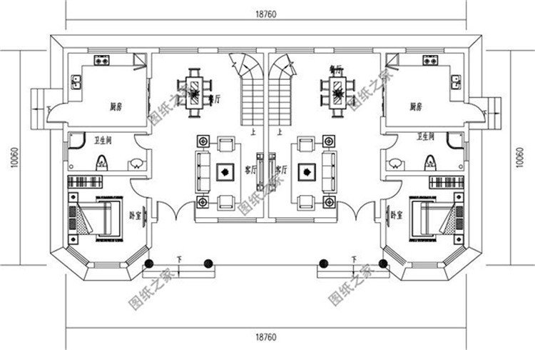 農(nóng)村兄弟雙拼戶型圖，親兄弟這樣建房，省時省力又省錢