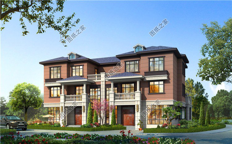 雙拼三層自建房設(shè)計(jì)圖，對(duì)稱設(shè)計(jì)彰顯別墅氣質(zhì)，每一套都各有亮點(diǎn)