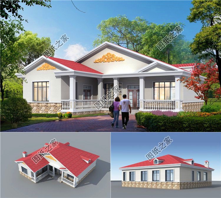 四室兩廳一層平房設(shè)計(jì)圖，平房建好了送給父母當(dāng)養(yǎng)老房正合適，喜歡收藏