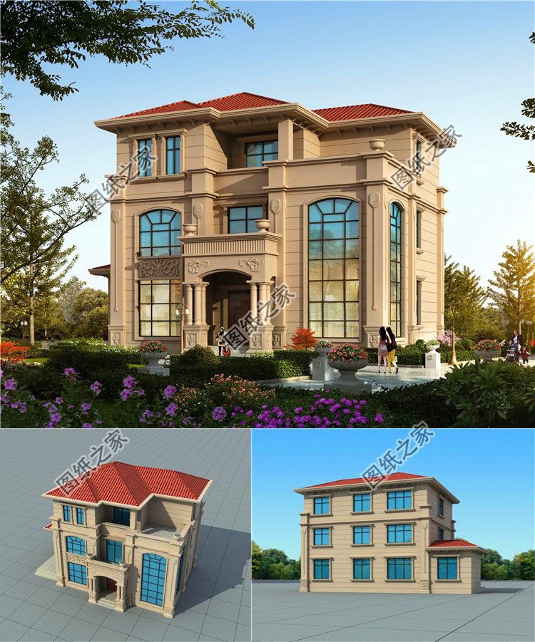 豪華三層自建別墅設(shè)計(jì)圖，不用百萬也可建成，城里人看著只能干羨慕