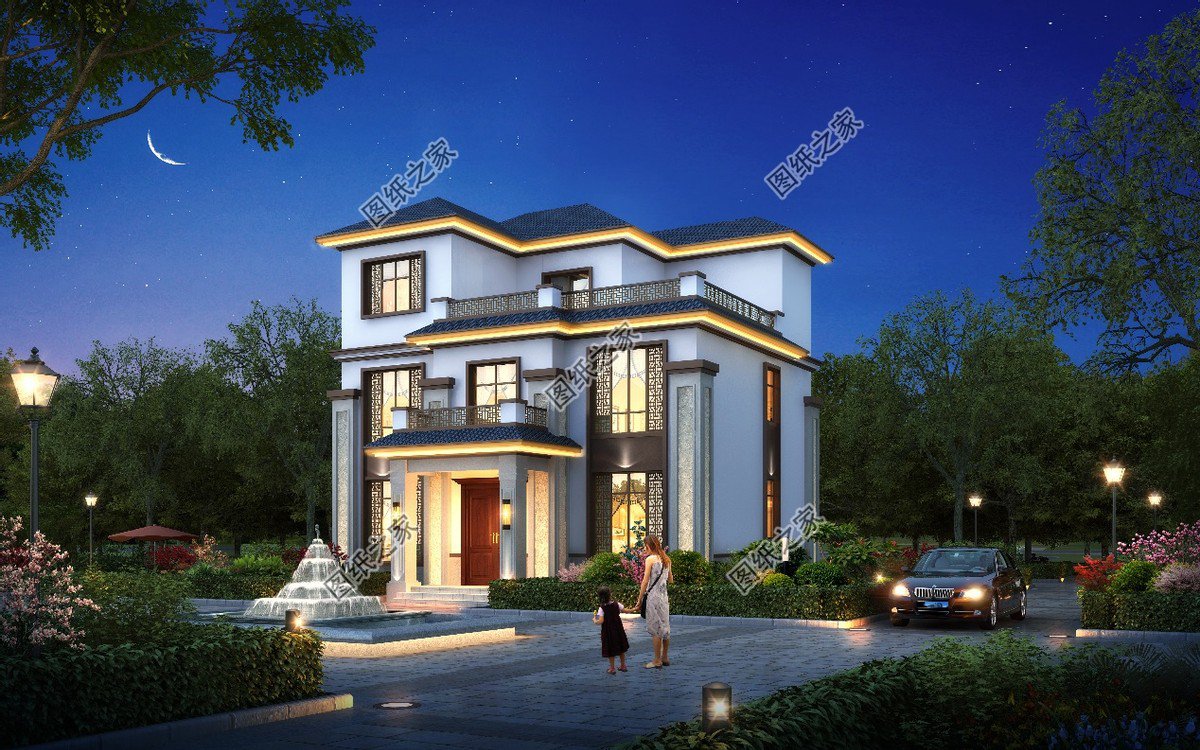 新中式三層別墅，農(nóng)村推薦的戶型設(shè)計，可以給家里人分享看看