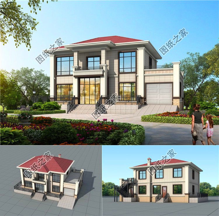 帶車庫二層別墅設(shè)計(jì)圖，第三套25萬就能建，實(shí)用省錢非常劃算