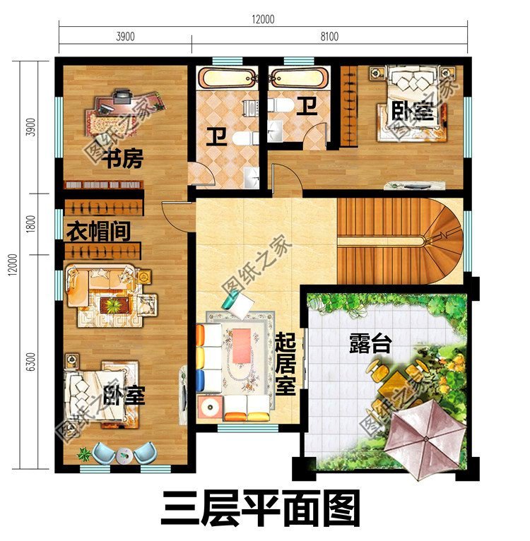老家三層自建房效果圖，臥室還帶套衛(wèi)設(shè)計(jì)，好看實(shí)用