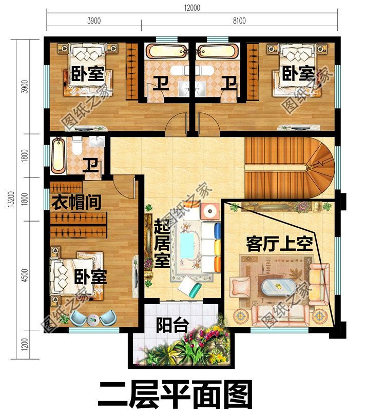 老家三層自建房效果圖，臥室還帶套衛(wèi)設(shè)計(jì)，好看實(shí)用