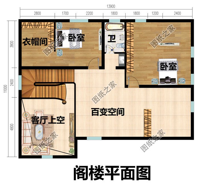 一層半復(fù)式帶閣樓別墅設(shè)計(jì)圖