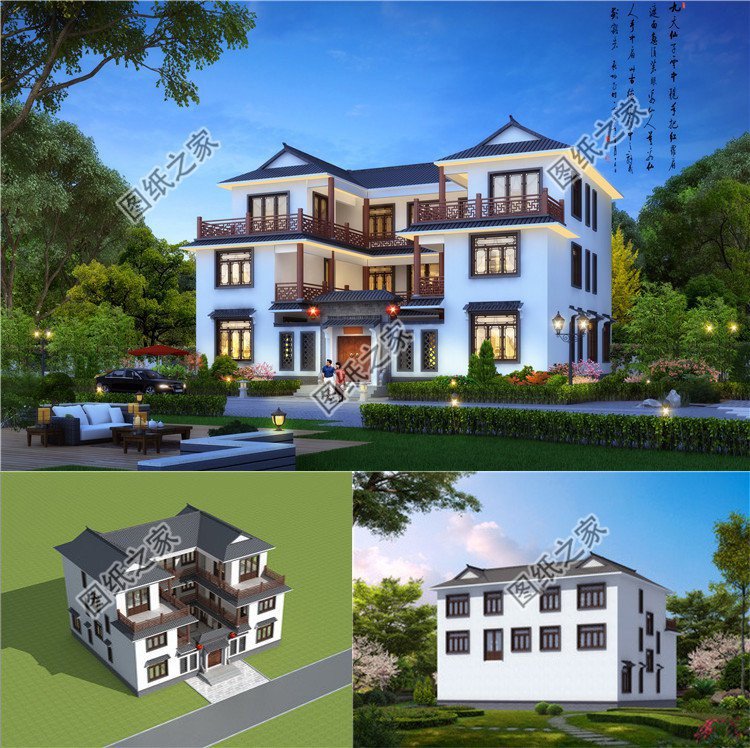 農(nóng)村自建房室外中式效果，建起來鄰居都羨慕