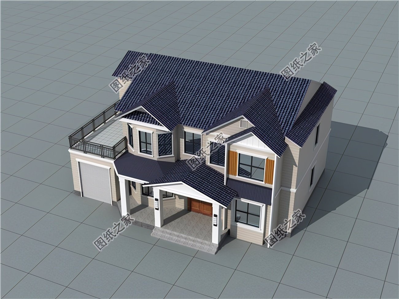 有實(shí)用車庫的二層自建房，外觀布局都出色的設(shè)計(jì)